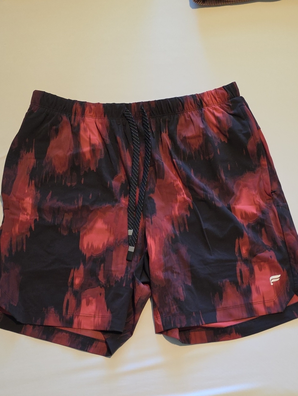 Fabletics Men's Red & Black Patterned Swim Trunks